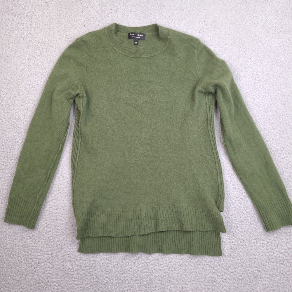 Michael Stars Cashmere Sweater‎ Womens Small Olive Green High Low Step Hem